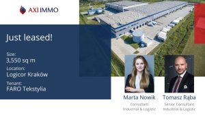 FARO Tekstylia to move to a new warehouse in Logicor Krakow and a new office Rybitwy